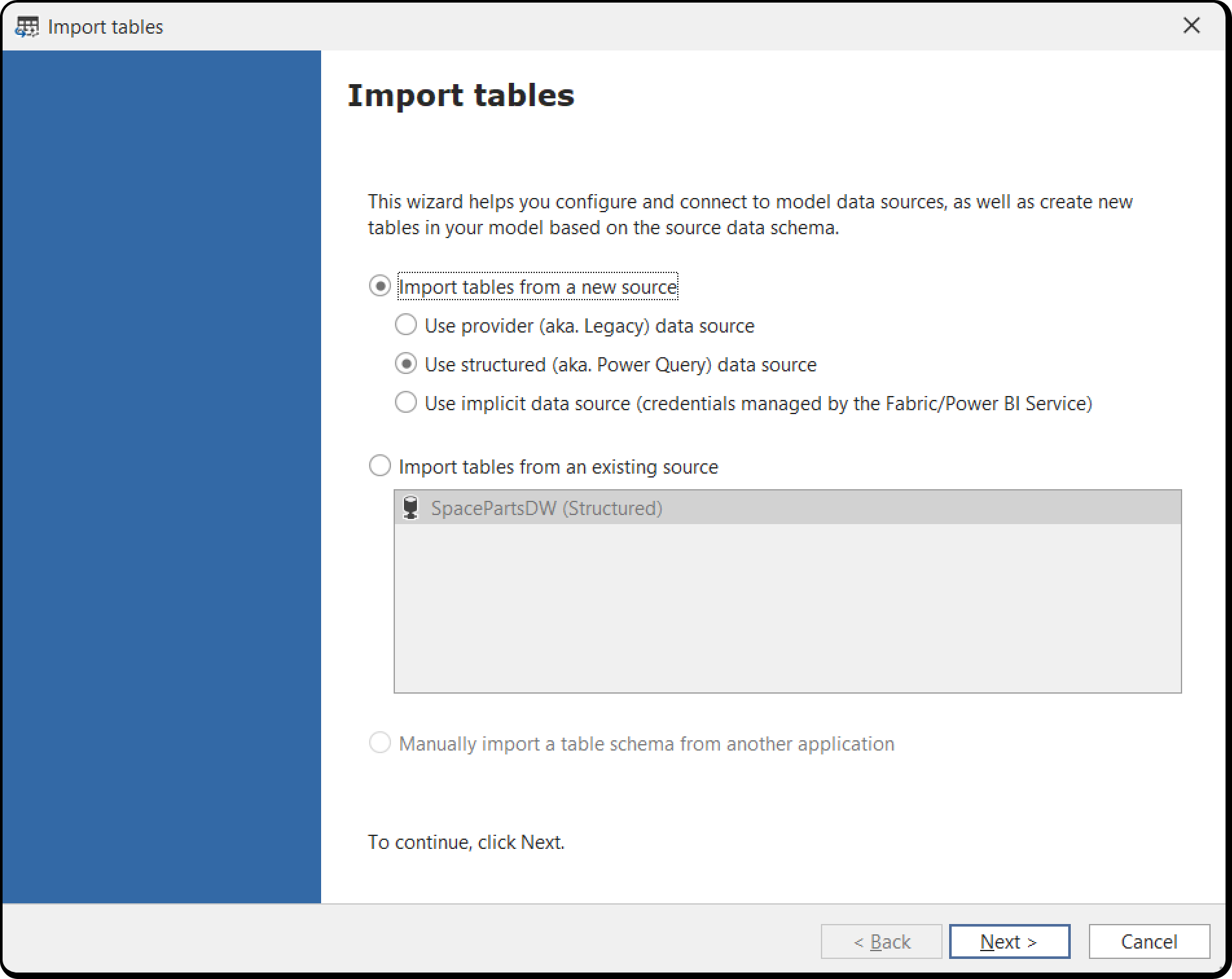 Table Import Wizard
